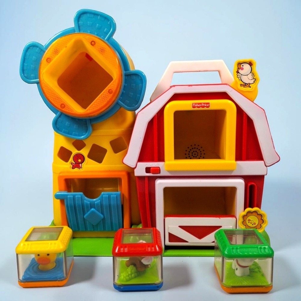 VTG Fisher-Price Peek-A-Blocks Farm Barn Silo K0477 2006 Sensory Toys 3 Blocks